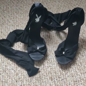 Black strappy heel sandals